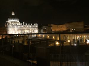Night time view of St Peter's from the terrace of Maria Bambina.